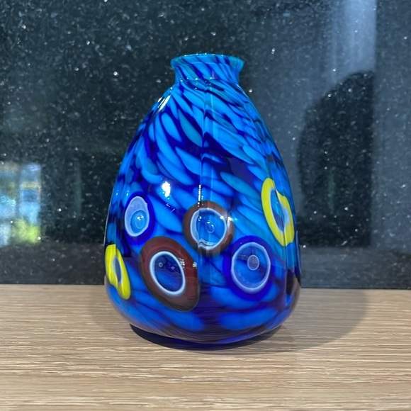 Beautiful Murano Glass Blue Multicolor Small Vase - Picture 4 of 11